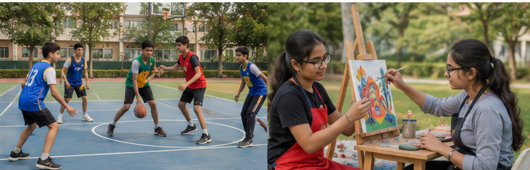 Students participating in sports activities