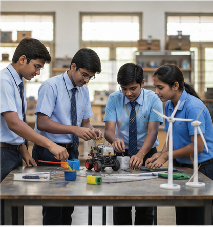 Senior students learning curriculum concepts in classroom