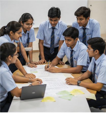 Students presenting projects and group activities